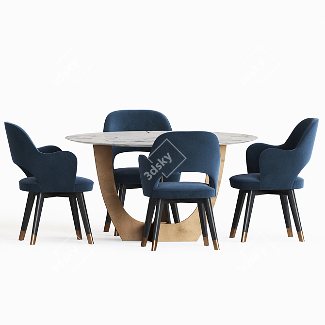 Colette Dining Chair & Romeo Dining Table Set 3D model image 2