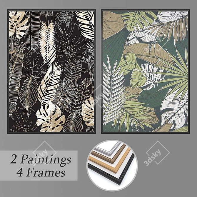 Elegant Wall Painting Set 3D model image 1