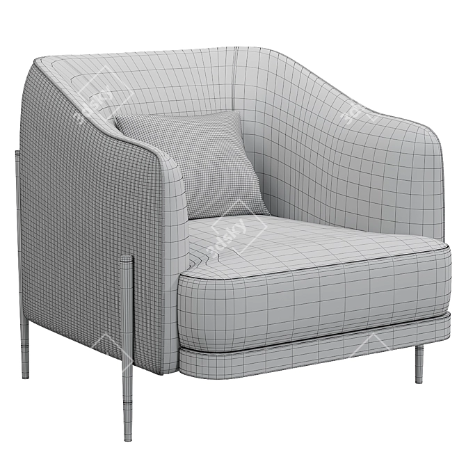 Elegant Oxford Armchair 3D model image 3