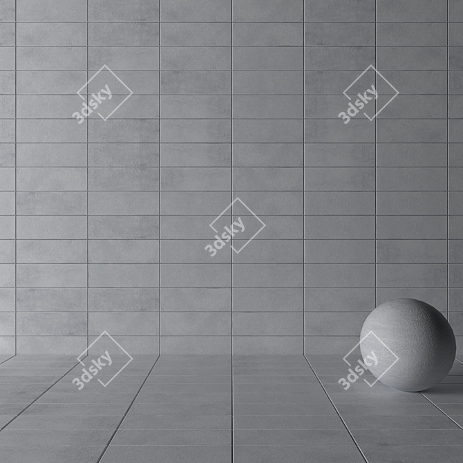 Contemporary Concrete Wall Tiles 3D model image 3