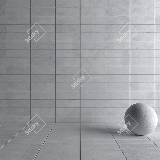 Contemporary Concrete Wall Tiles 3D model image 4