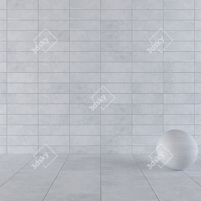 Suite Grey Concrete Wall Tiles - Set of 3 3D model image 1