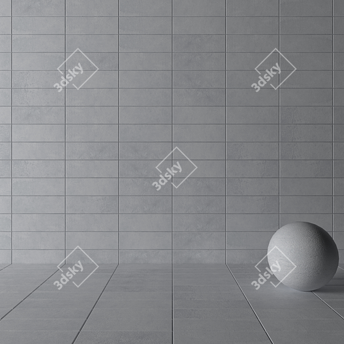 Suite Grey Concrete Wall Tiles - Set of 3 3D model image 3