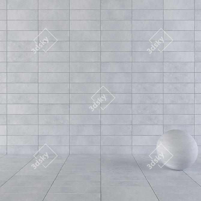 Stylish Concrete Wall Tile Suite 3D model image 1