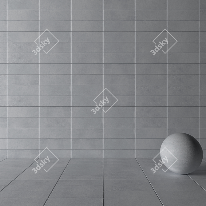 Stylish Concrete Wall Tile Suite 3D model image 3