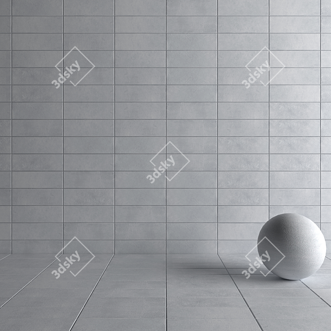 Stylish Concrete Wall Tile Suite 3D model image 4