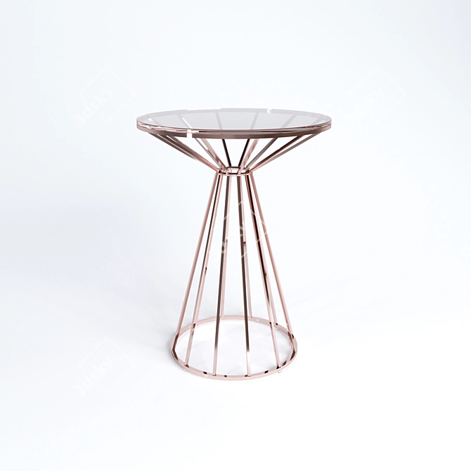 Canary Glass Top Table, Rose Gold 3D model image 1