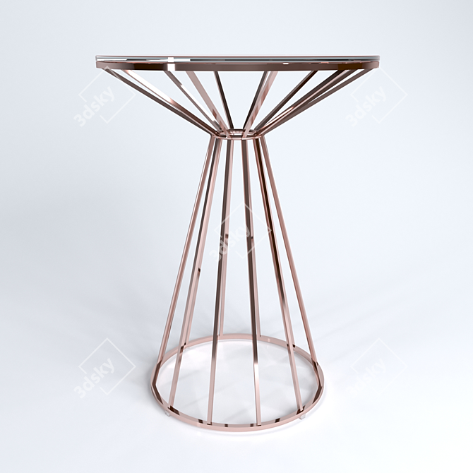 Canary Glass Top Table, Rose Gold 3D model image 2