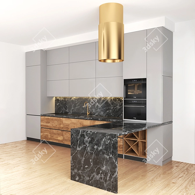 Modern Modular Kitchen Set 3D model image 1