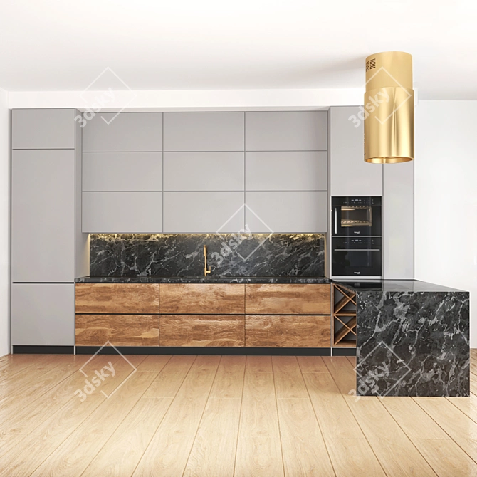 Modern Modular Kitchen Set 3D model image 2