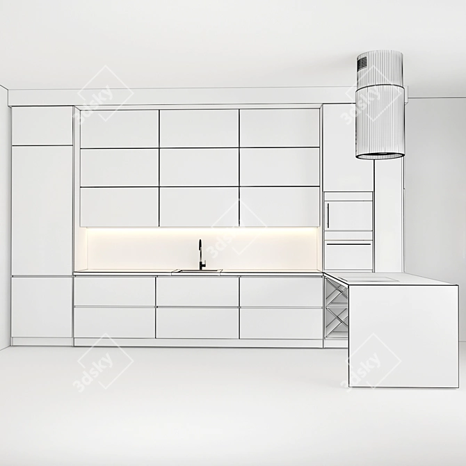 Modern Modular Kitchen Set 3D model image 3