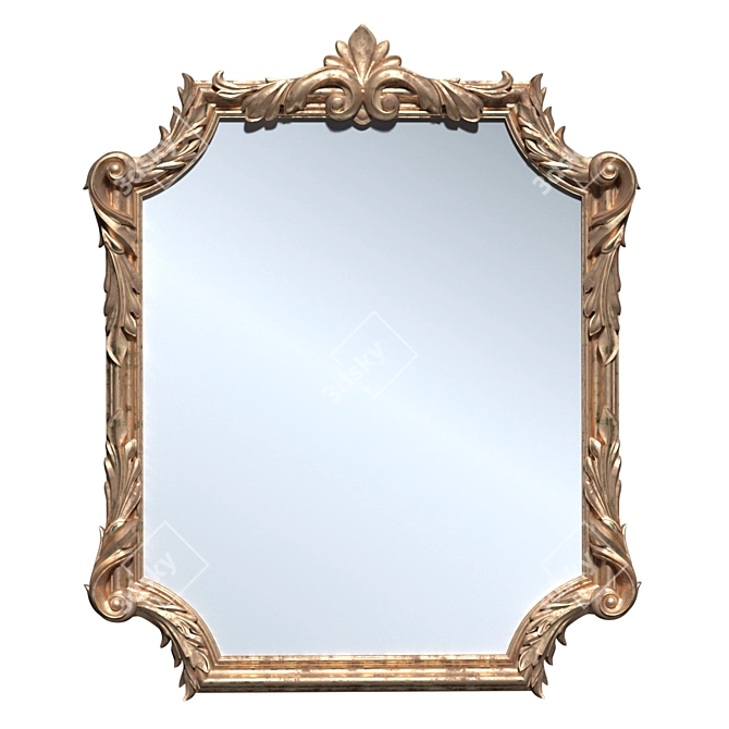 Elegant Bronze Frame Mirror 3D model image 1