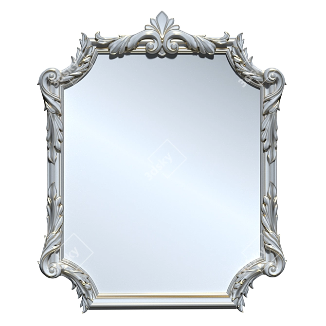 Elegant Bronze Frame Mirror 3D model image 2