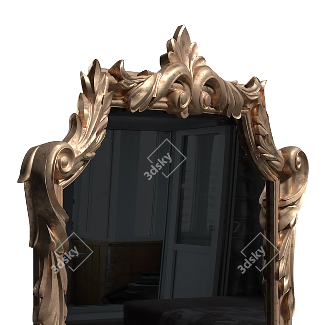 Elegant Bronze Frame Mirror 3D model image 4