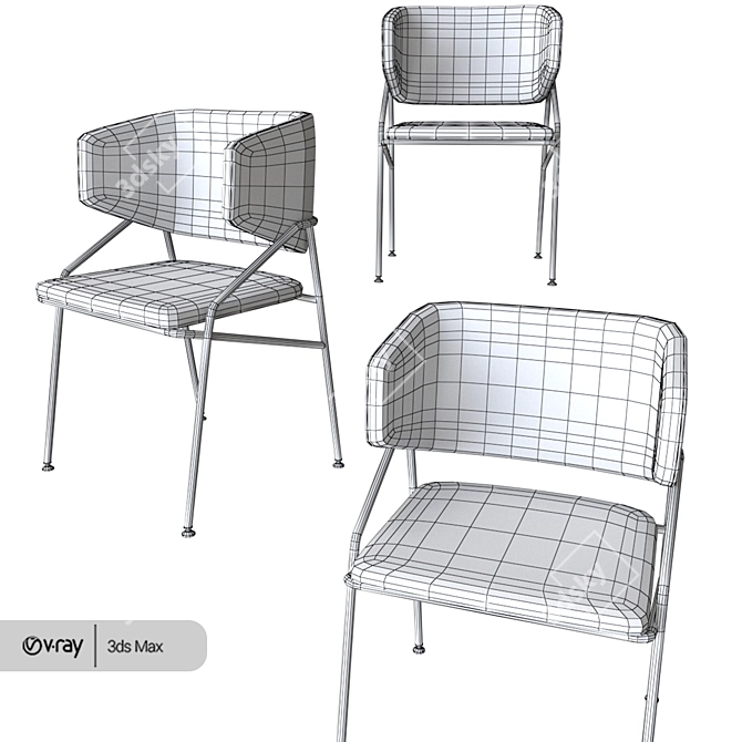 Royal Blue Ebony Armchairs 3D model image 3