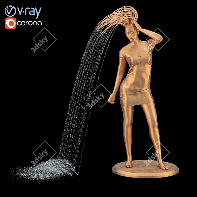 Graceful Water Maiden Sculpture 3D model image 1