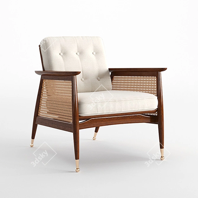 Nadia Caned Accent Chair: Boho Chic Seating 3D model image 1