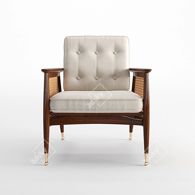 Nadia Caned Accent Chair: Boho Chic Seating 3D model image 2