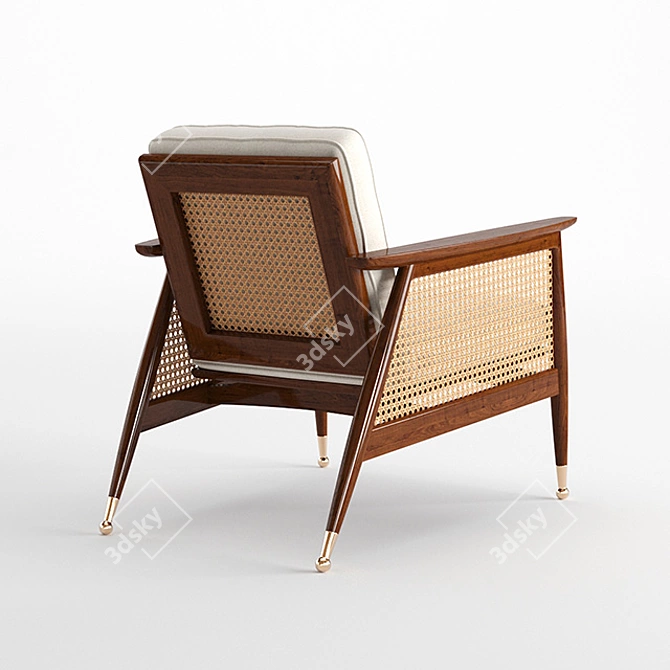 Nadia Caned Accent Chair: Boho Chic Seating 3D model image 4