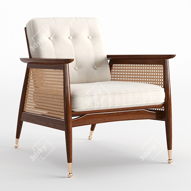 Nadia Caned Accent Chair: Boho Chic Seating 3D model image 5