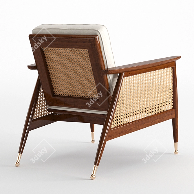 Nadia Caned Accent Chair: Boho Chic Seating 3D model image 8