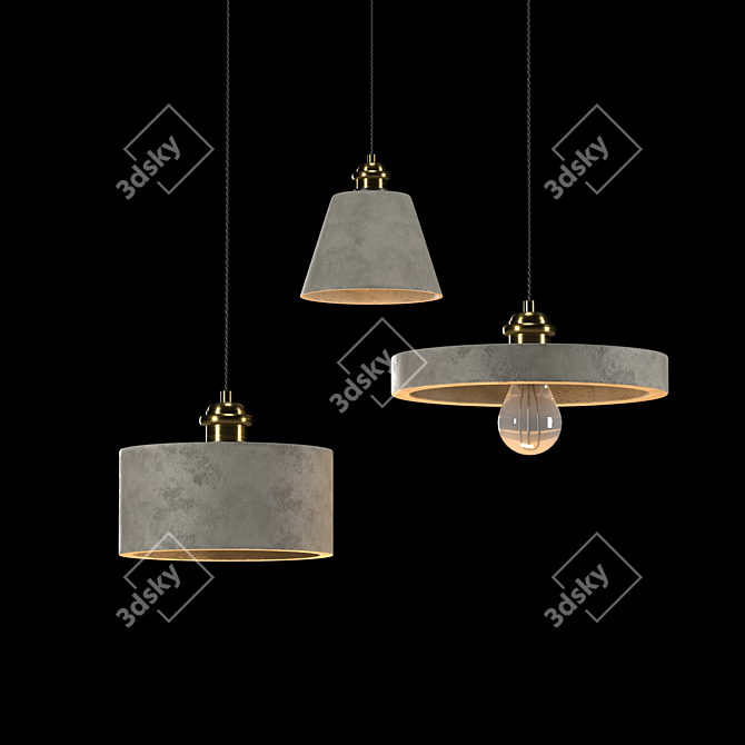 Modern Concrete Lamps 3D model image 1