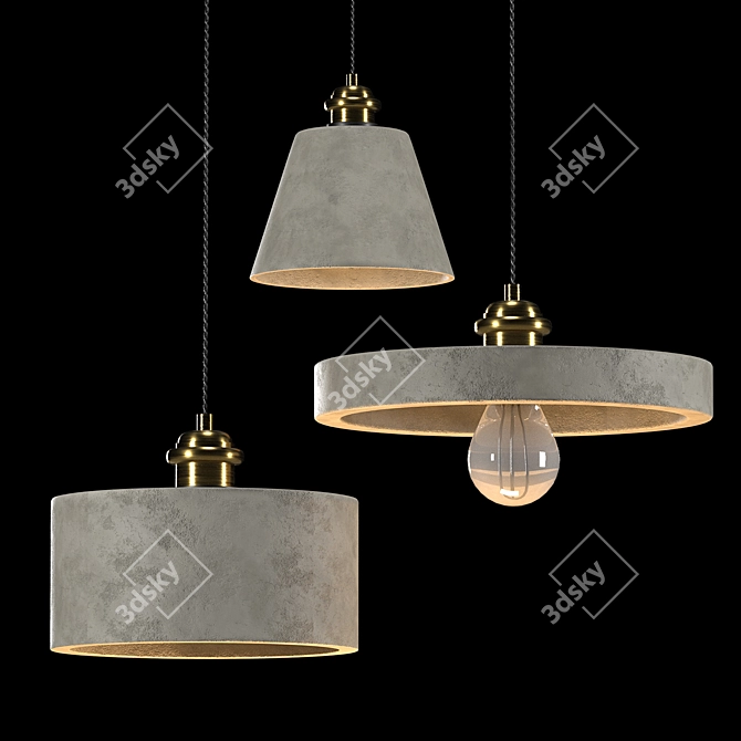 Modern Concrete Lamps 3D model image 3