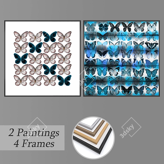 2-Piece Wall Painting Set 3D model image 1