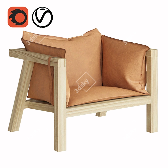 Elegant Outdoor Umomoku Armchair 3D model image 1