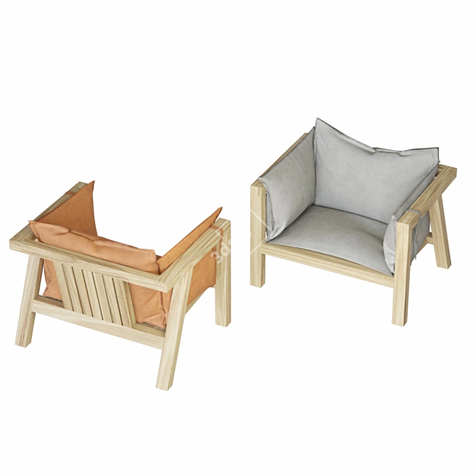 Elegant Outdoor Umomoku Armchair 3D model image 2