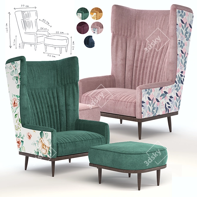 3Dmax Model: Oscar Wing Back Chair 3D model image 1