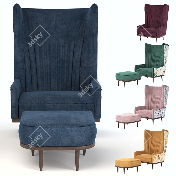 3Dmax Model: Oscar Wing Back Chair 3D model image 2