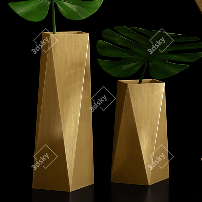 Golden Gems: Antique Faceted Decor Set 3D model image 2