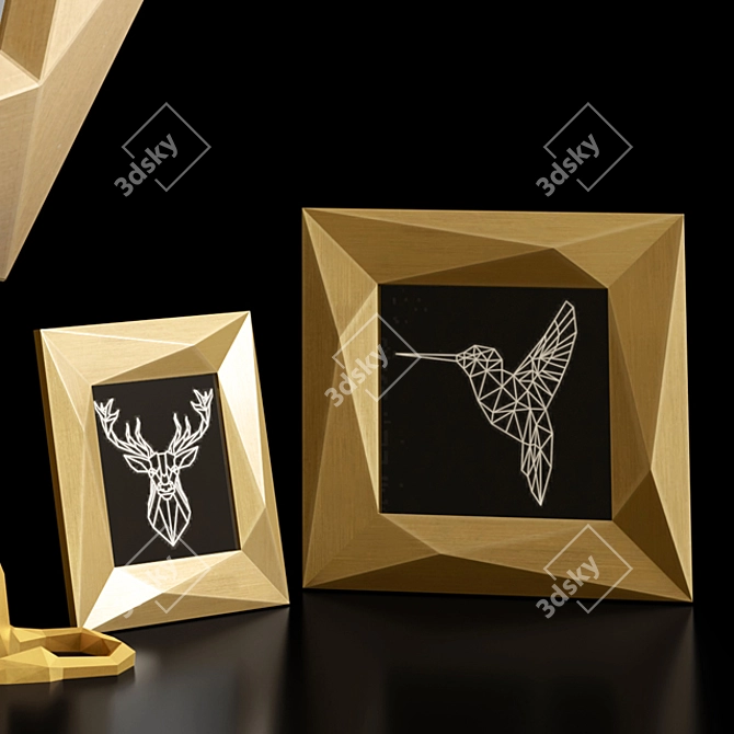 Golden Gems: Antique Faceted Decor Set 3D model image 4