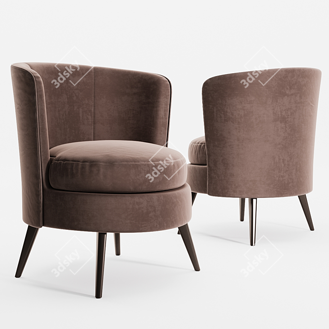 Elegant Gray Velvet Armchair 3D model image 1