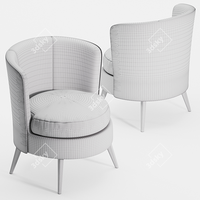 Elegant Gray Velvet Armchair 3D model image 3