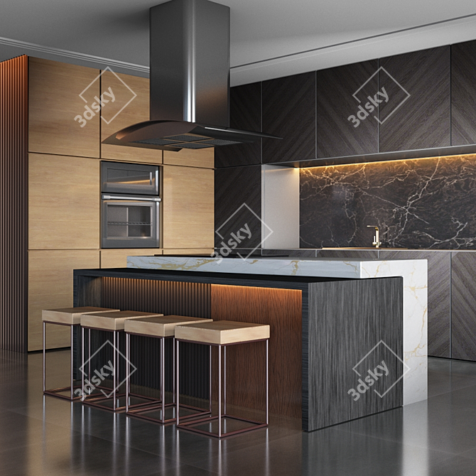 Stunning Contemporary Kitchen Design 3D model image 2