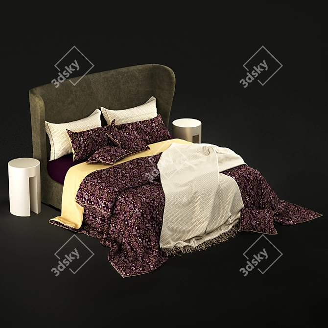 Luxurious Turpault Lauren Meridiani Classic Bed 3D model image 1