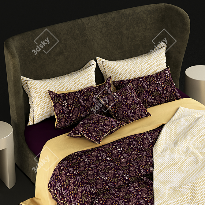 Luxurious Turpault Lauren Meridiani Classic Bed 3D model image 4