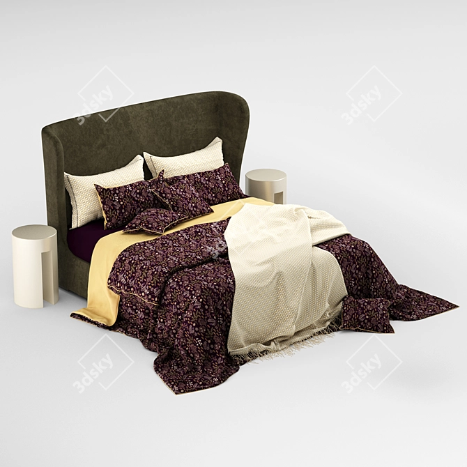 Luxurious Turpault Lauren Meridiani Classic Bed 3D model image 6