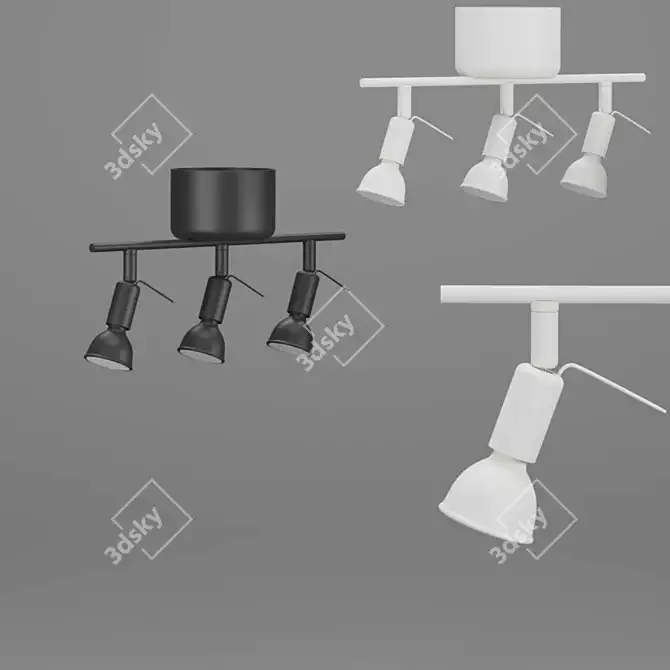 Modern 3-Spot Ceiling Track 3D model image 2