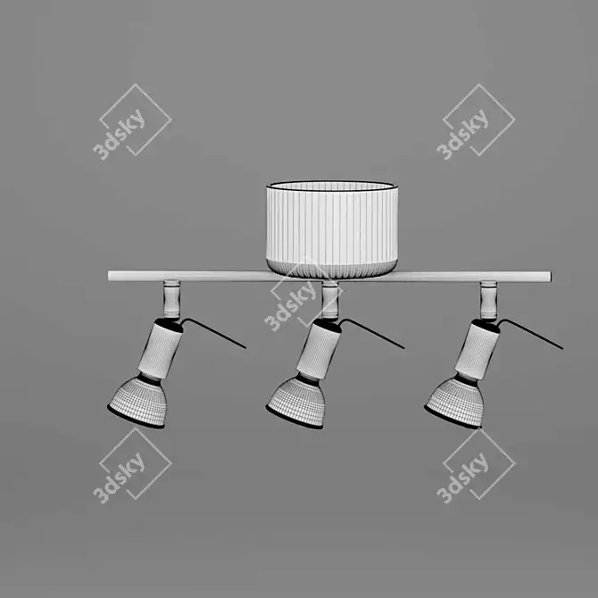 Modern 3-Spot Ceiling Track 3D model image 3