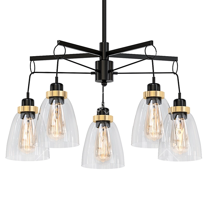 Industrial Black Pendant Light 3D model image 1