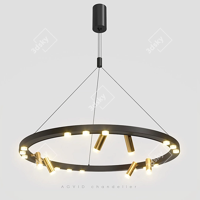 Designer Gold/Black Chandelier 3D model image 1