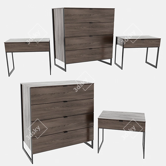 Modern Makon Chest of Drawers 3D model image 1