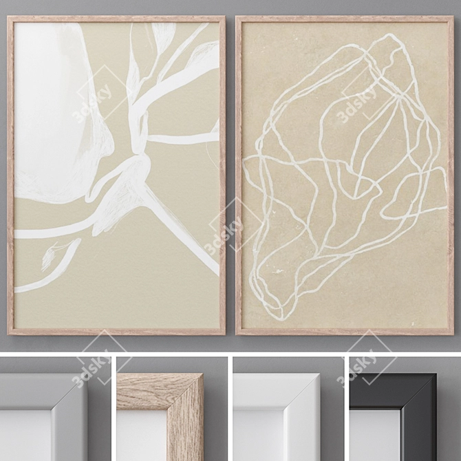 Abstract Modern 2-Piece Frame Set 3D model image 1