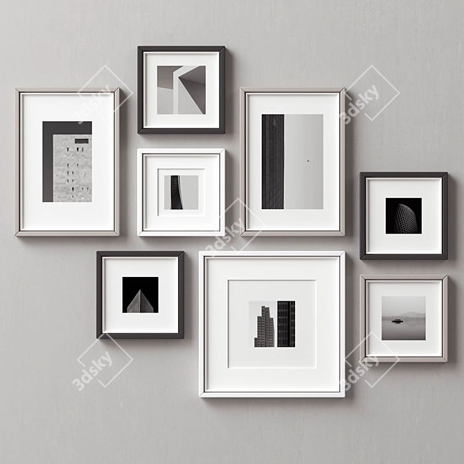 Collage Frames Set - 8 Frames 3D model image 2