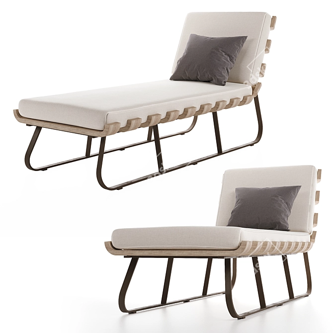 Dimitri Outdoor Chaise Set: Ultimate Relaxation in Style 3D model image 2