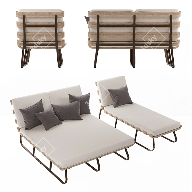 Dimitri Outdoor Chaise Set: Ultimate Relaxation in Style 3D model image 4