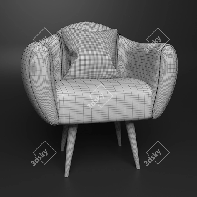 Cozy Velvet Armchair 3D model image 3